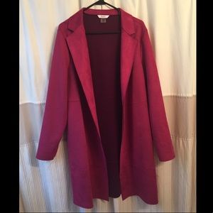 Knee length jacket, purple, 1X.